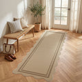 2x6/3x5/5x7 Scalloped Easy Jute Area Rugs, Tan/Checkered Washable Hallway Runner Non Slip Carpet, Oeko-Tex Certified