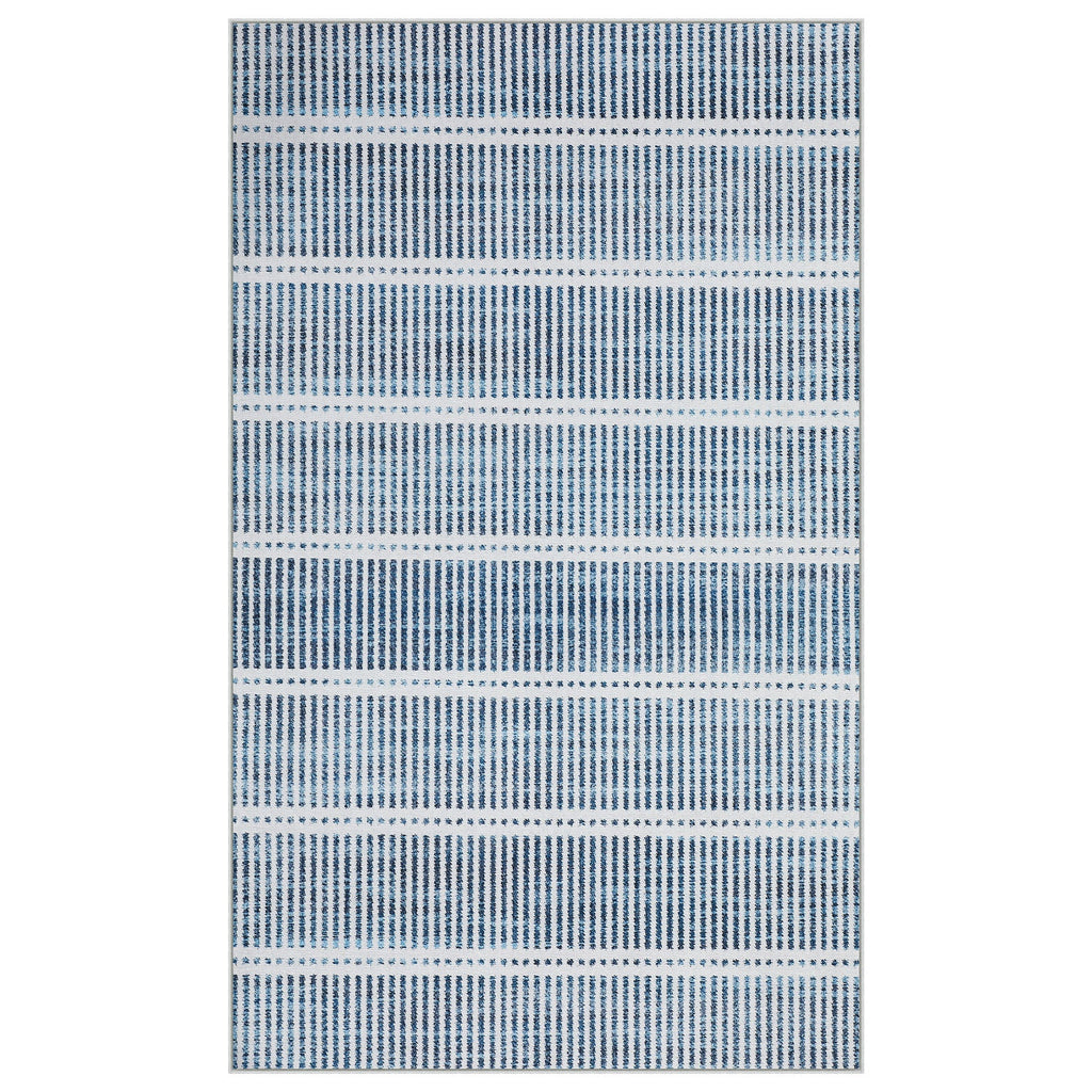 3x5/5x7 Ultra Thin Washable Area Rugs, Modern Non-Slip Striped Farmhouse Soft Indoor Carpet for Bedside Living Room, Oeko-Tex Certified