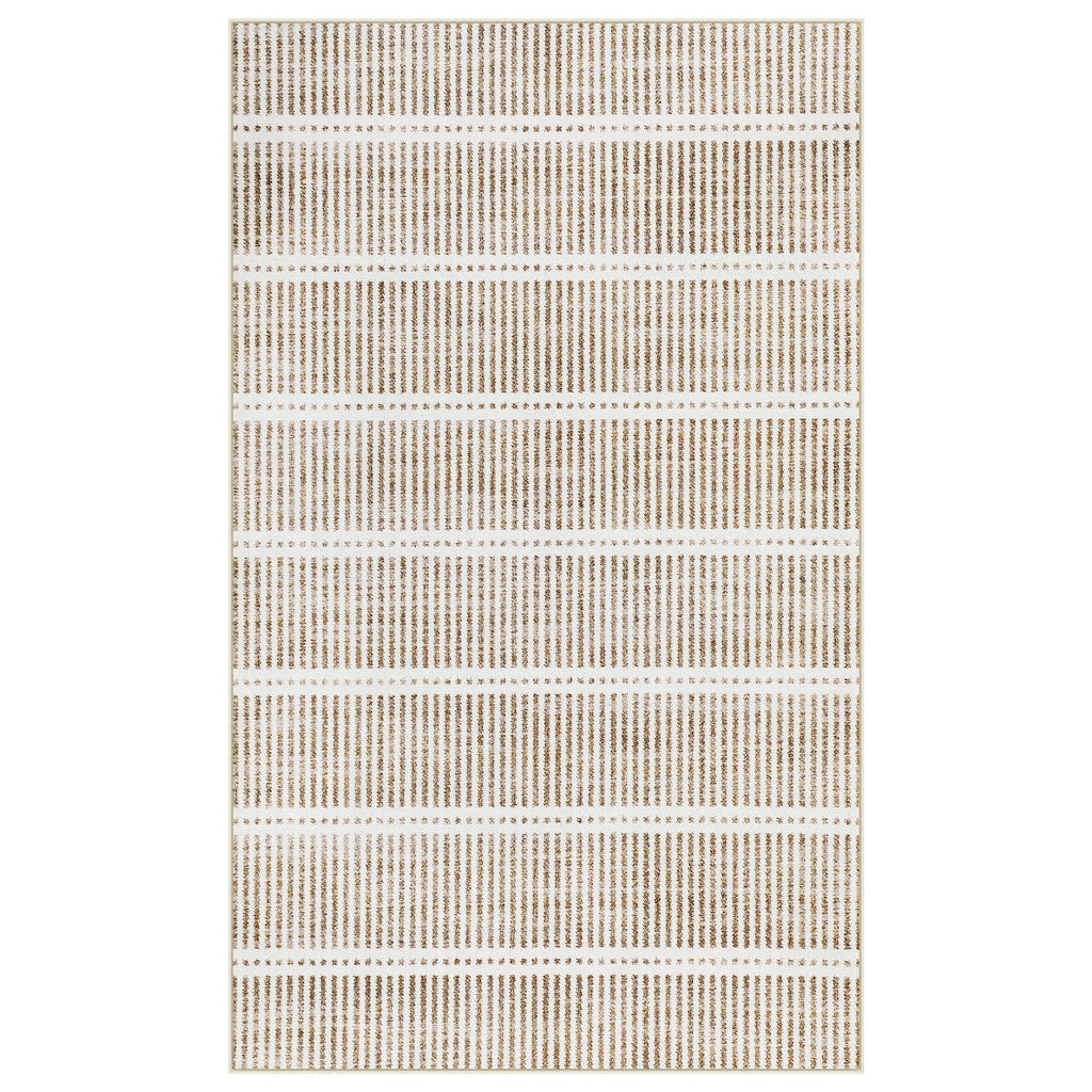 3x5/5x7 Ultra Thin Washable Area Rugs, Modern Non-Slip Striped Farmhouse Soft Indoor Carpet for Bedside Living Room, Oeko-Tex Certified