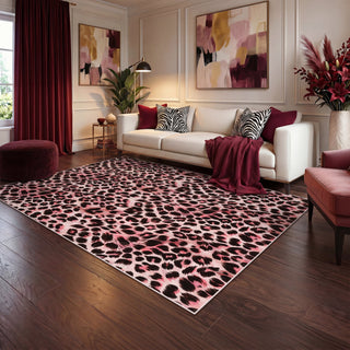 5x7/8x10 Leopard Print Area Rug, Animal Soft Carpet Machine Washable Cheetah Rug for Living Room, Oeko-Tex Certified