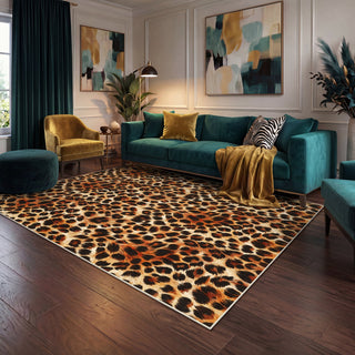 5x7/8x10 Leopard Print Area Rug, Animal Soft Carpet Machine Washable Cheetah Rug for Living Room, Oeko-Tex Certified