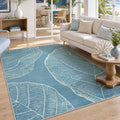 5x7 Boho Leaf Print Area Rugs, Modern Washable Non-Slip Low Pile Indoor Carpet for Living Room, Oeko-Tex Certified