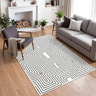 5x7/8x10 Machine Washable Area Rug, Modern Geometric Non-Slip Low Pile Indoor Carpet for Living Room, Oeko-Tex Certified