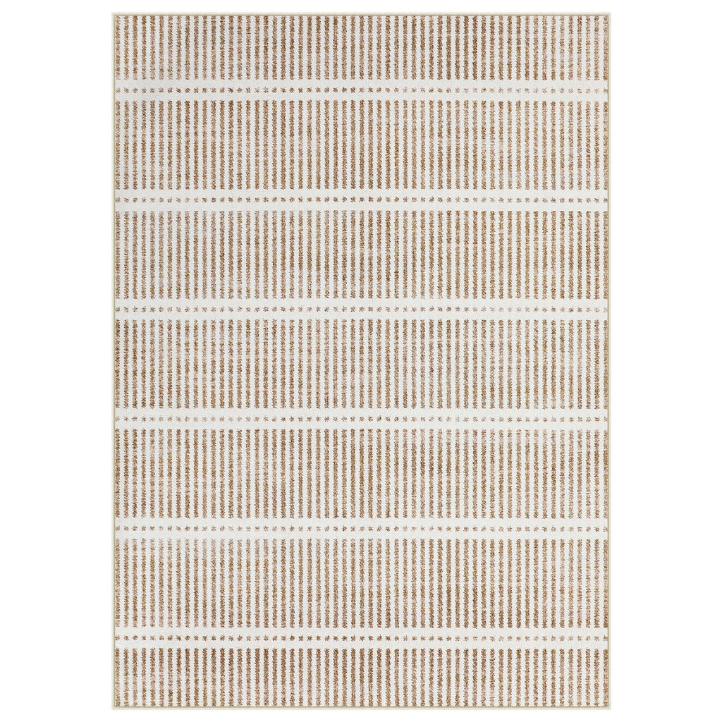 3x5/5x7 Ultra Thin Washable Area Rugs, Modern Non-Slip Striped Farmhouse Soft Indoor Carpet for Bedside Living Room, Oeko-Tex Certified
