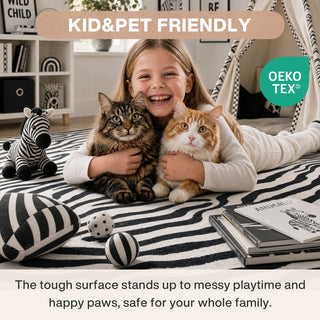 5x7 Zebra Print Washable Area Rug, Boho Modern Animal Soft Non Slip Nursery Living Room Carpet, Oeko-Tex Certified