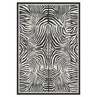 5x7 Zebra Print Washable Area Rug, Boho Modern Animal Soft Non Slip Nursery Living Room Carpet, Oeko-Tex Certified