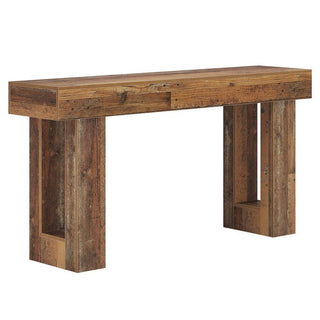 63" Rustic Sofa Table, Chunky Console Table for Entryway