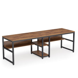 78.7" Two Person Desk, Double Computer Desk with Bookshelf