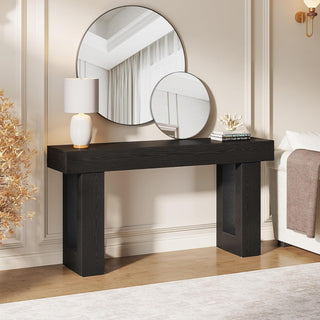 63" Rustic Sofa Table, Chunky Console Table for Entryway