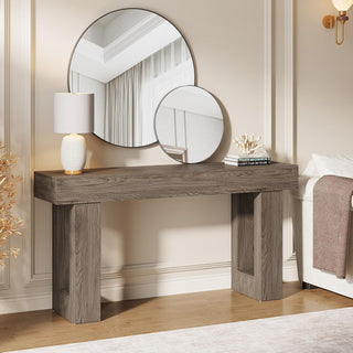 63" Rustic Sofa Table, Chunky Console Table for Entryway
