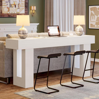 63" Rustic Sofa Table, Chunky Console Table for Entryway