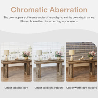 63" Rustic Sofa Table, Chunky Console Table for Entryway