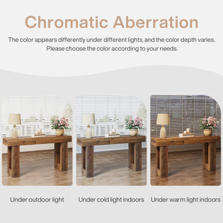 63" Rustic Sofa Table, Chunky Console Table for Entryway