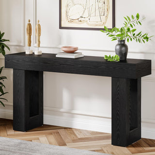 63" Rustic Sofa Table, Chunky Console Table for Entryway