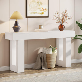 63" Rustic Sofa Table, Chunky Console Table for Entryway