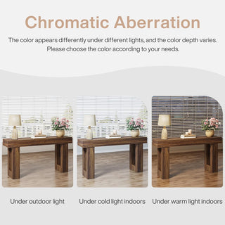 63" Rustic Sofa Table, Chunky Console Table for Entryway