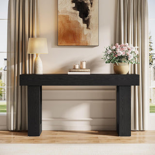 63" Rustic Sofa Table, Chunky Console Table for Entryway