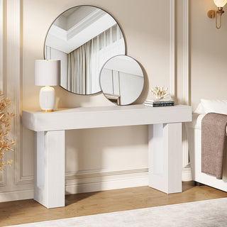 63" Rustic Sofa Table, Chunky Console Table for Entryway