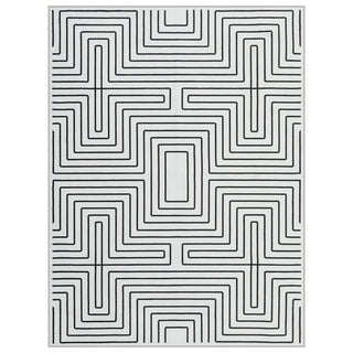 5x7/8x10 Machine Washable Area Rug, Modern Geometric Non-Slip Low Pile Indoor Carpet for Living Room, Oeko-Tex Certified