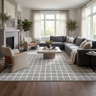 5x7/8x10 Modern Plaid Area Rug, Checkered Washable Rug Soft Non-Slip Ultra Thin Throw Carpet for Living Room, Oeko-Tex Certified