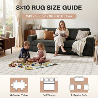 5x7/8x10 Modern Plaid Area Rug, Checkered Washable Rug Soft Non-Slip Ultra Thin Throw Carpet for Living Room, Oeko-Tex Certified