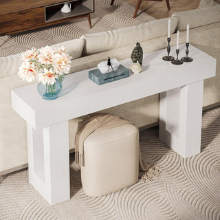 63" Rustic Sofa Table, Chunky Console Table for Entryway