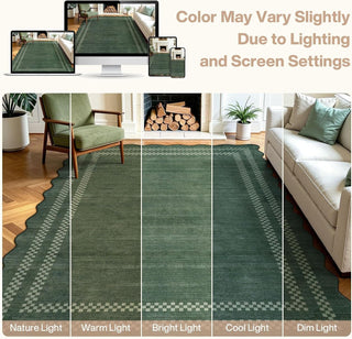 5x7/8x10 Scalloped Washable Area Rugs, Soft Geometric Non-Slip Indoor Rug for Living Room Bedroom, Oeko-Tex Certified