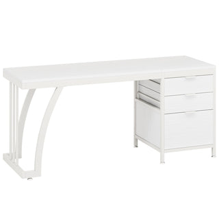 Industrial Computer Desk, 59" Study Desk with Reversible Drawer Cabinet